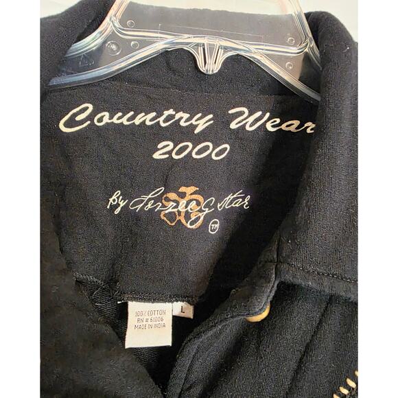 Vintage Country Wear 2000 Black Gold Patchwork Button Up Jacket Women's Size L . - Picture 3 of 6